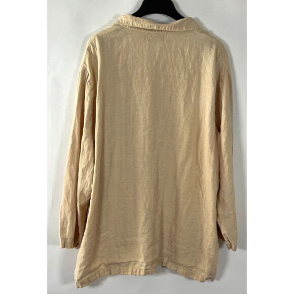 Vintage J Jill Blouse Shirt Top Tunic Women 2X 100% Linen Button Up Hand Dye USA - Picture 4 of 9